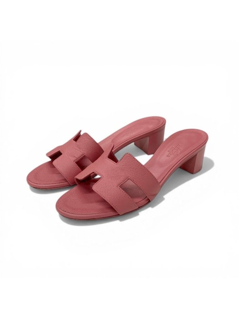 Hermes Oasis Sandals Shoes Leather Pink Mules